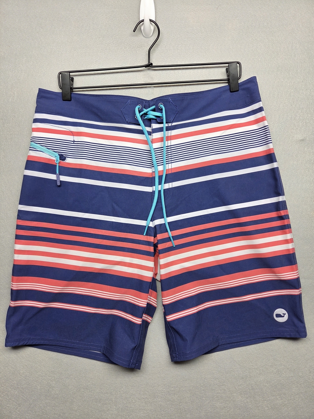 Vineyard Vines Men's Striped Board Shorts - Navy, Red, White Sz. 32